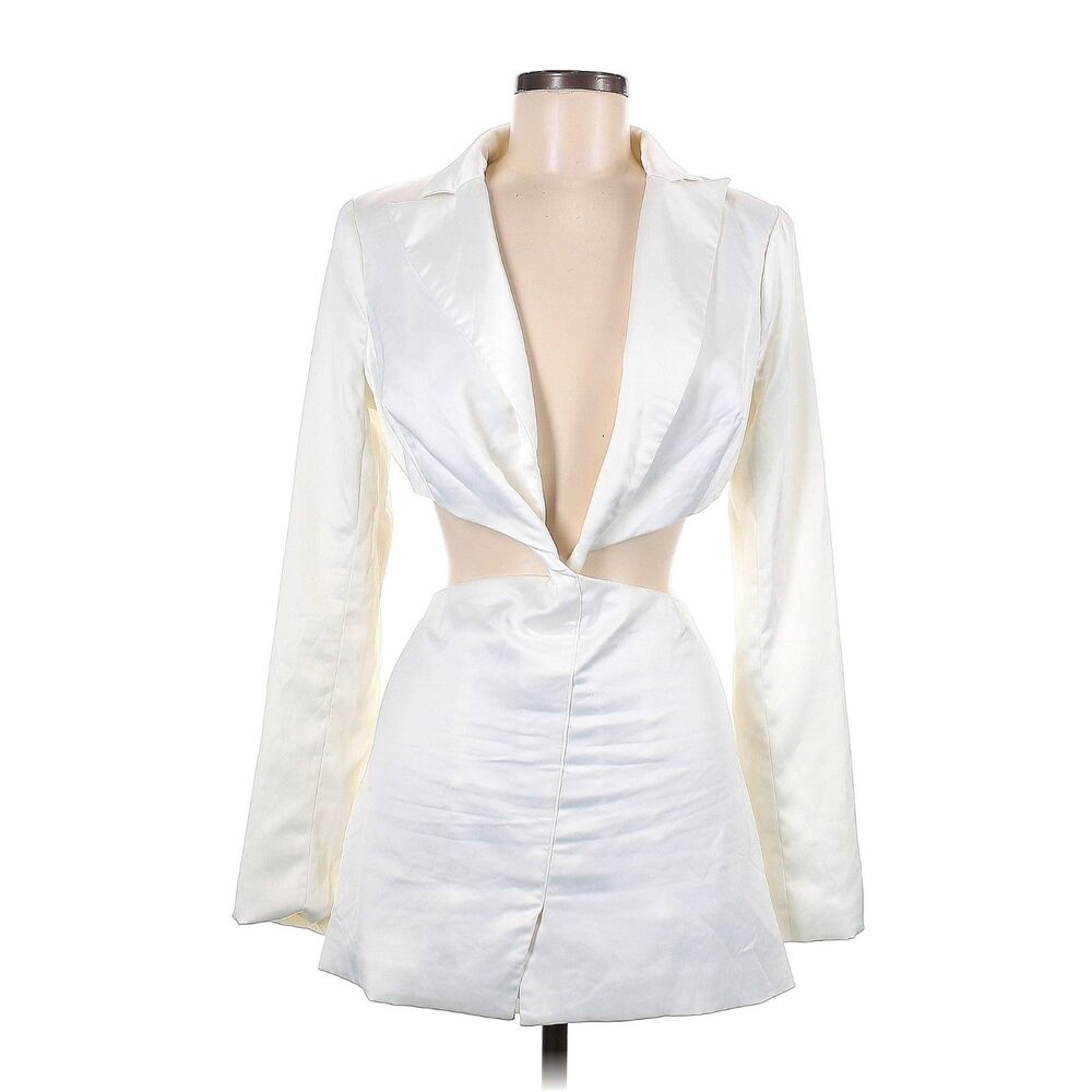 Superdown White Cutout Blazer Mini Dress Size M Long Sleeve Plunge Party Dress